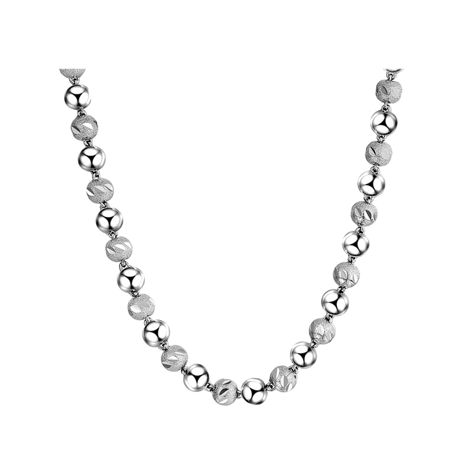 Halskette Damen Lang 45-55cm, Versilbert Kugelkette Kette Edelstahl Lang Breit 4/5/ 6MM, Freundschaftsketten Jungs Hip Hop für Frauen