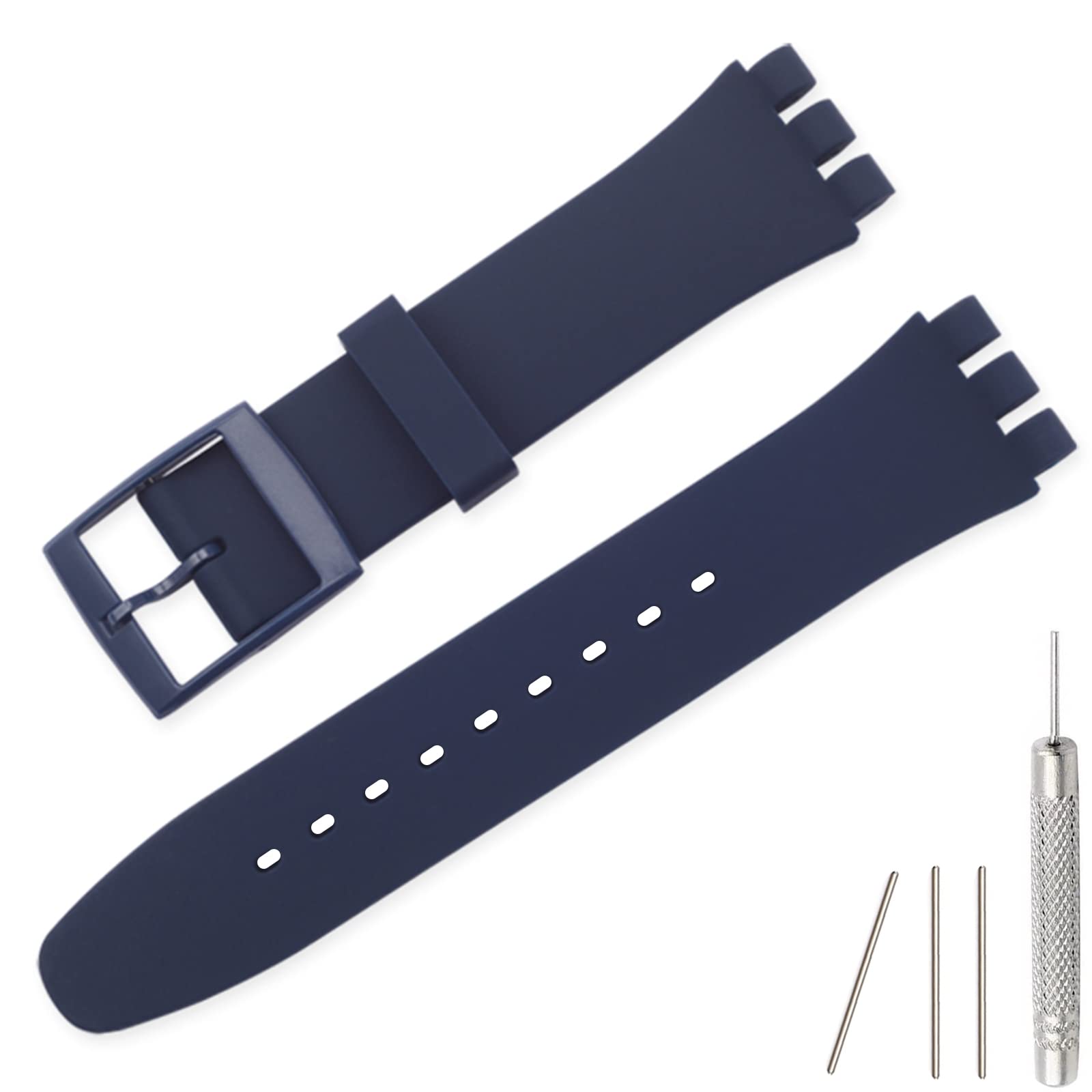 Lijinlan Replacement Silicone Band for Swatch 17mm 19mm 20mm, Waterproof Wristband Watch Strap for Swatch (17mm, Navy) (B0C174X9YV) Amazon Price History, Amazon Price Tracker