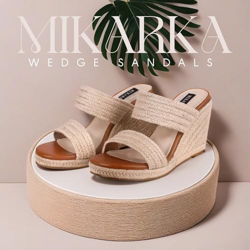 Image of mikarka Slip On Wedge Sandals for Women Open Toe Espadrilles Platform Slides Dressy High Heel Beach Summer Sandal Comfortable Wedges Shoe Mules