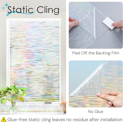 DOWELL Rainbow Privacy Window Film, UV Blocking, 17.5" x 78.7" - image 7