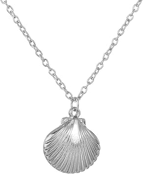 Shell Seashell Locket Necklace Silver Photo Locket Necklace for Women Girls with Picture Locket Necklace Gifts for Child