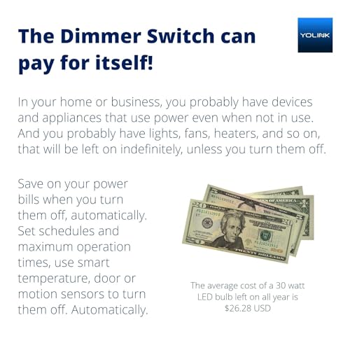 Image of YoLink Smart Dimmer Switch, Alexa, Google, IFTTT Integration, Neutral Wire & YoLink Hub is Required