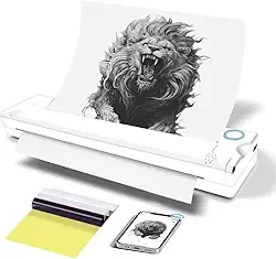 Máquinas de estêncil de tatuagem, impressora térmica de estêncil de tatuagem, impressora de estêncil sem fio Bluetooth para tatuagem, compatível com smartphone para tatuadores (branco