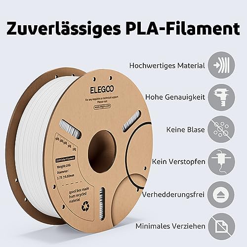 ELEGOO PLA Filament 1.75mm Black 1KG, 3D Filament Dimensional Accuracy +/- 0.02mm, 1kg Cardboard Spool(2.2lbs) 3D Printing Filament Fits for Most FDM 3D Printers - View 4