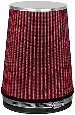 RED 6" 152 mm Inlet Truck Cold Air Intake Cone Replacement Performance Washable Clamp-On Dry Air Filter (8" Tall)