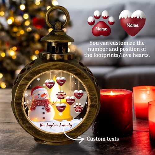 Personalized Christmas Lantern Custom Snowman Christmas Candlelight with Name Custom Candlelight Lantern Ornament Family Hanging Light Ornament Custom Snowman Lanterns Decorative Gift - Image 6