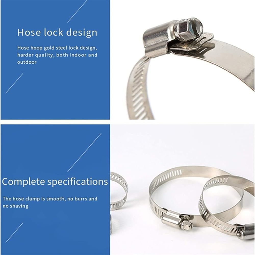 80pcs Hose Clips Pipe Clamps 6mm-51mm Stainless Steel Hoop Clamp Hose Clamp Stainless Steel Set automotive pipes clip Fixed tool