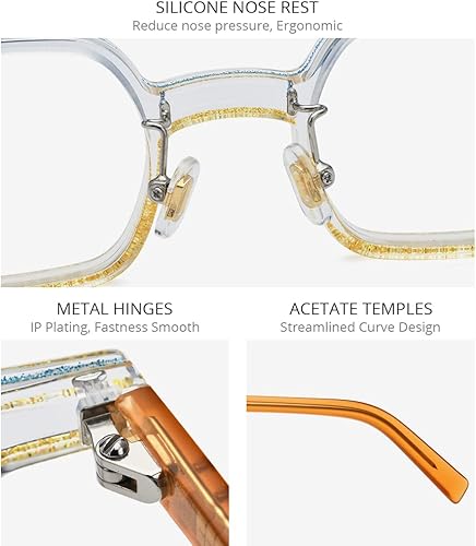 Miniatura 7 de HEPIDEM Gafas de acetato en polvo para hombre gafas cuadradas vintage para mujer gafas ópticas
