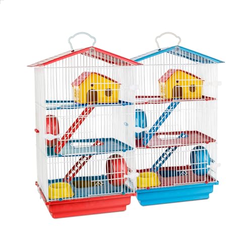 Gaiola Hamster Roedor 3 Andares Teto Plástico Completa Jelplast (Vermelho)