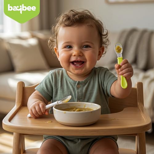 Image of Baybee Ultra Soft 3 in 1 Baby Weaning Spoon Set for Feeding | Non Toxic BPA Free Baby Training Feeding Spoon | Toddler Feeding Spoons | Feeding Spoon Set for Kids Toddlers (Pack of 2)