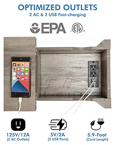 Awescuti Narrow End Table With Charging Station - Farmhouse Slim Side Table Set Of 2, With Usb Ports Power Outlets, Nightstand With Flip Top Storage Drawer, For Small Spaces Living Room Bedroom, Gray #TOP3