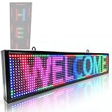 Programmable Led Sign Outdoor P10 RGB Full Color Led Digital Advertising Display 39'x8' WiFi Control Scrolling Message Board Adjustable Brightness Neon Business Signs for Store Bar Restaurant