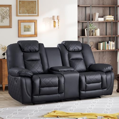 CANMOV Faux Leather Manual Loveseat Recliner
