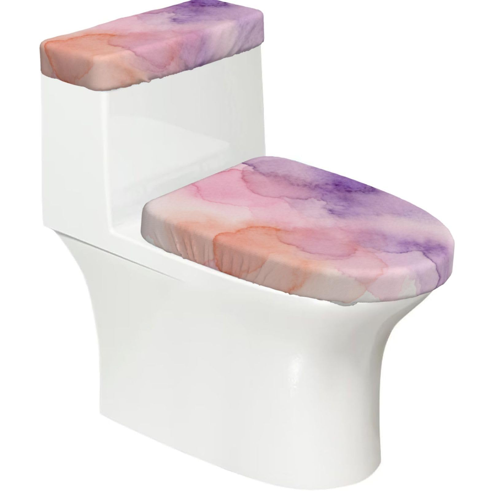 Cntdbu Black Abstract Watercolor Elastic Toilet Cover Set Of 2-Stretchy Lid And Tank Covers For Bathroom, Soft Washable U Shape Toilet Decor