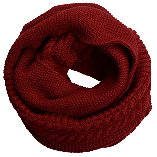 NEOSAN Womens Thick Ribbed Knit Winter Infinity Circle Loop Scarf Crochet Claret