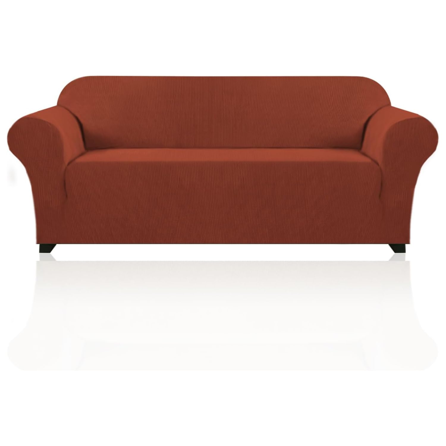 PrinceDeco Stretch Sofa Cover Slipcover 1-Piece, Spandex Jacquard Fabric Universal Couch Cover for 3 Cushion, Washable Non Slip Sofa Cover, Pet Friendly (Large Sofa 90"-100",Rust)