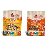 PLATO Turkey Real Strips Natural Dog Treats - Real Meat - Air Dried - Turkey & Pumpkin, 18 Ounces & Small Bites Natural Training Dog Treats - Real Meat - Organic Chicken Flavor, 6 Ounces