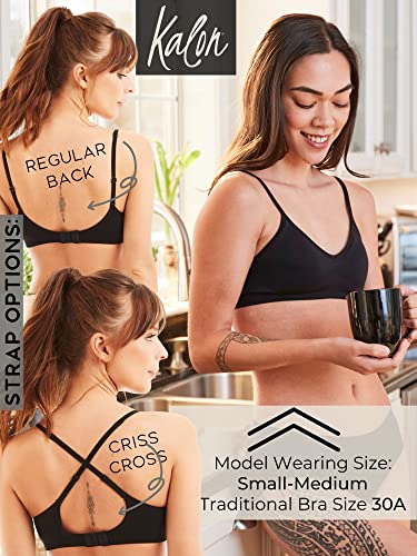 Kalon Women’s 4 Pack Demi Padded Bralette Wireless Comfortable Bra (S/M, Basics) #TOP2