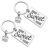 Dabihu 2Pcs New Home Keychain Sweet Home Gift for Couple New House Keyring Housewarming Gift for Homeowner Moving in Key Chain Real Estate Gifts from Agent for Client Family Keychain