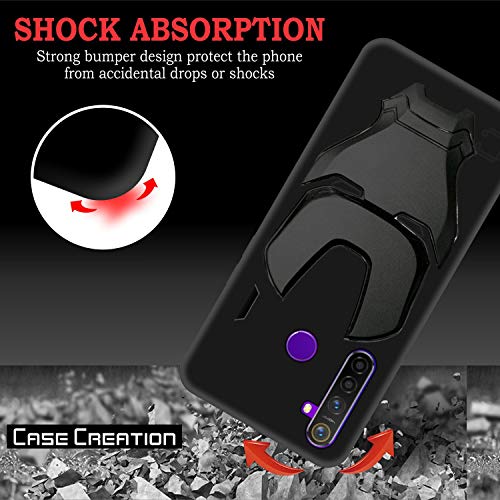 Image of COVERLY Official 3D Touch Feel Trending Avengers Logo Mask Soft Rugged Grip Silicone Iron Man Super Power Cartoon Movie Engraved Silicone Matte Back Cover for Realme 5 (6.53 inch) - Black