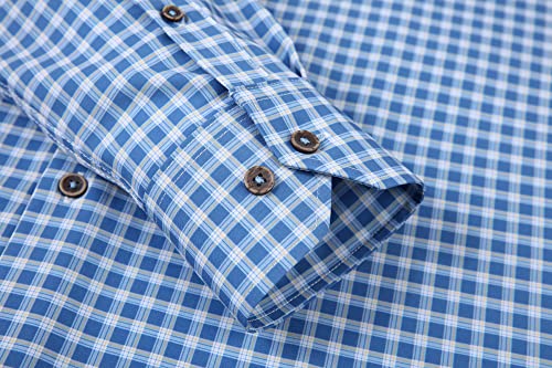 Alex Vando Mens Button Down Shirts Wrinkle Free 4-Way Stretch Print Business Casual Shirt,Blue/White,L thumb #4