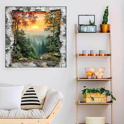 Image of WUSARPLY Forest Landscape Stamped Cross Stitch Kits for Beginners Adults