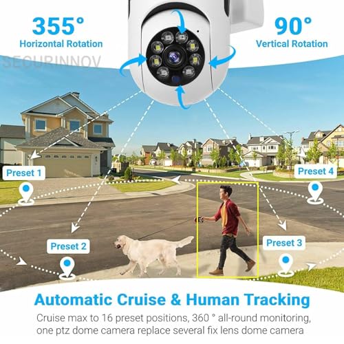 Image of securinnov 4MP WiFi Mini PTZ Home Security Camera | Full HD 1080P | Color Night Vision | Motion Detection | Two-Way Audio | Wireless CCTV Camera for Home Outdoor with Mobile App V380 Pro (Mini PTZ)