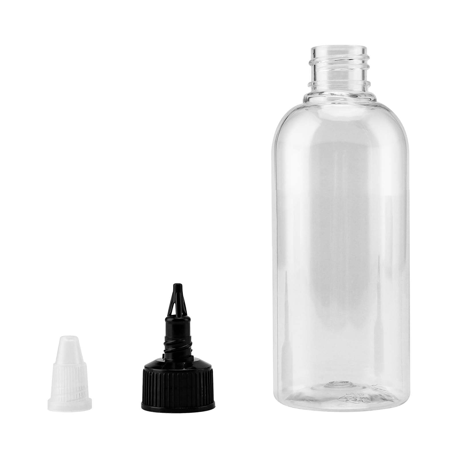 JAPCHET Lot de 100 flacons presseurs vides en plastique de 60 ml avec bouchon à visser, flacons souples transparents pour condiments pour huile, ketchup, moutarde, sauces, vinaigrette, art, travaux