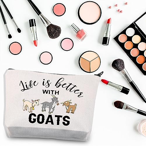 PLITI Funny Goat Makeup Bag Goat Lover Gift for Women Life is Better with Goats Gift Goat Farmer Gift Crazy Goat Lady Gift (Better with GoatU) - Image 3