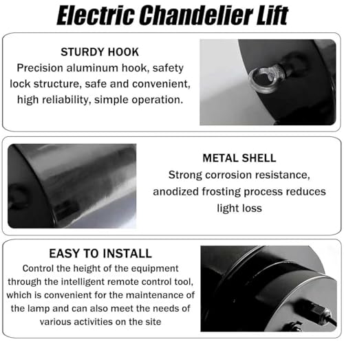 Lève-lustre électrique avec télécommande capacité 15 kg câble 10m pour lustre en cristal