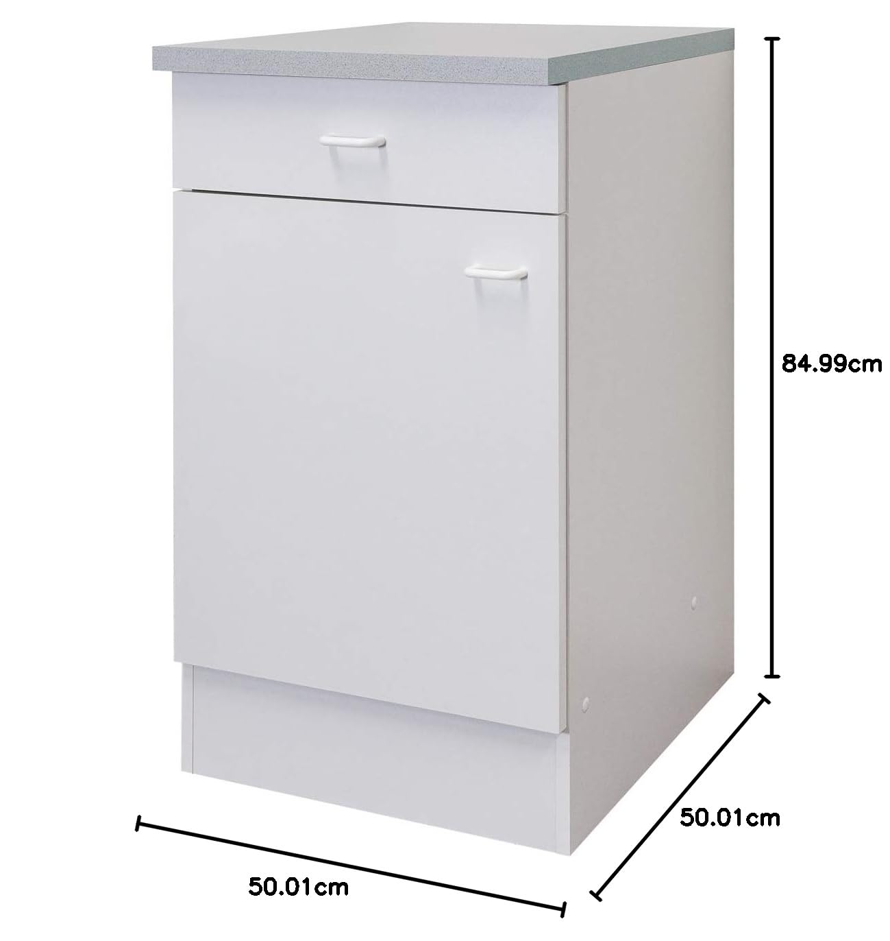 Küchenschrank Bochum - Unterschrank klassisch Weiß - 1-türig, 1 Schublade - Breite 50 cm - Weiß