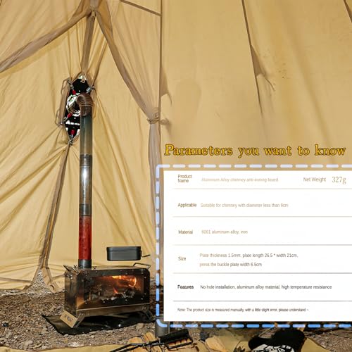Fay Bless DIY Hot Tent Stove Jack, Aluminum Clip-On Stove Jack with 3.4" Chimney Hole for Canvas Tent, Bell Tent,Yurt Tent, Fireproof Tent Protector for Winter Camping - Image 3