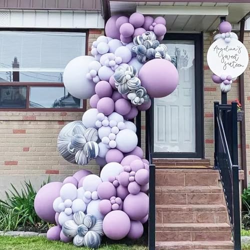 Image of Voircoloria 90pack Pastel Purple Balloons Different Size 18 /12 /10 /5 Inch Pastel Purple Balloon Garland Arch Kit for Graduation, Wedding, Birthday, Baby Shower, Anniversary, New Year Party Decorations