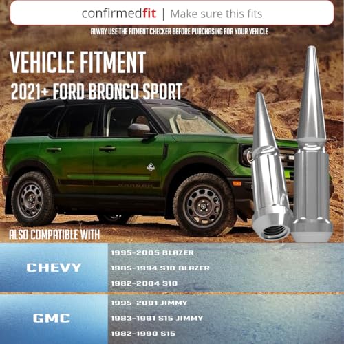 Image of Wheel Accessories Parts 20 Pcs M12x1.5 12x1.5 Thread Spike Spline 4.40 inch Long Lug Nuts Chrome 7 /8 inch & 13 /16 inch Hex Fits Bronco Sport | Chevy Blazer S10 | GMC Jimmy S15