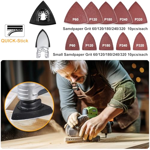 Image of PECHAM 128PCS Oscillating Tool Blade, Wood Metal Cutting and Sandpaper Oscillating Tool Accessories with Titanium Quick Tooth Japanese Tooth Multitool Blade Fit More Oscillating Tools