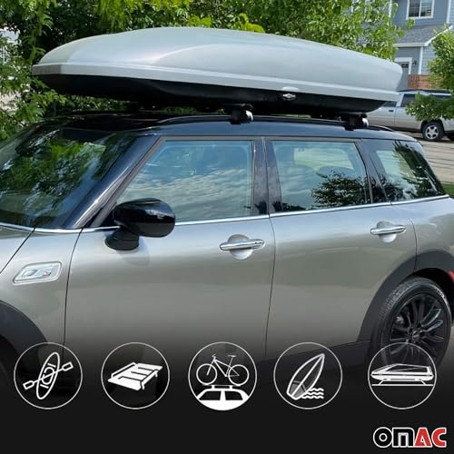 OMAC Lockable Roof Rack Cross Bars Carrier for Lincoln Nautilus 2019-2023 Gray Anti-Theft for Travel Kayak Canoe Surf Ski Snowboard Camping