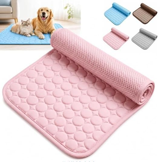 The Dog Hub Arctic Cooling Dog Mat, Instant Cool Pad for Dogs in Hot Summer,Chew-resistant Portable Cooling Pad for Crate (Pink,XXL-150X100CM)