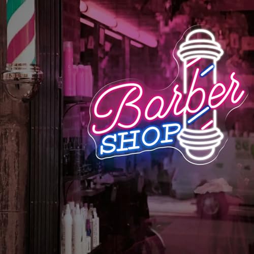 Barber Shop Neon Sign, Led Signs Wall Decor ustom Neon Signs, Barber Neon Light, Hairdresser Gift, Barbershop Pink +White, 32x32x1 cm - Image 2