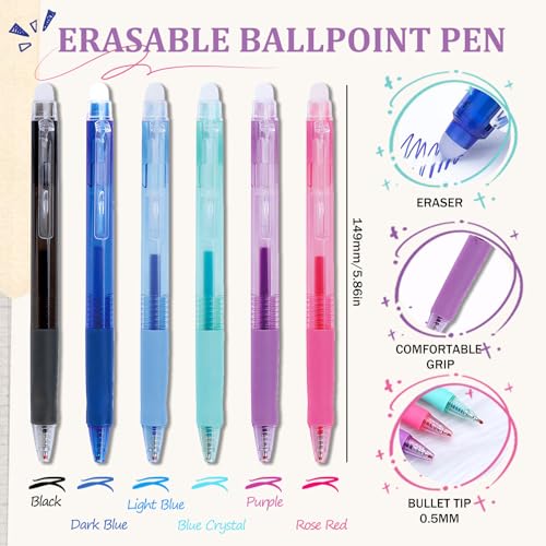Bolígrafos de gel borrables, 6 unidades, punta fina 0.5mm miniatura 2