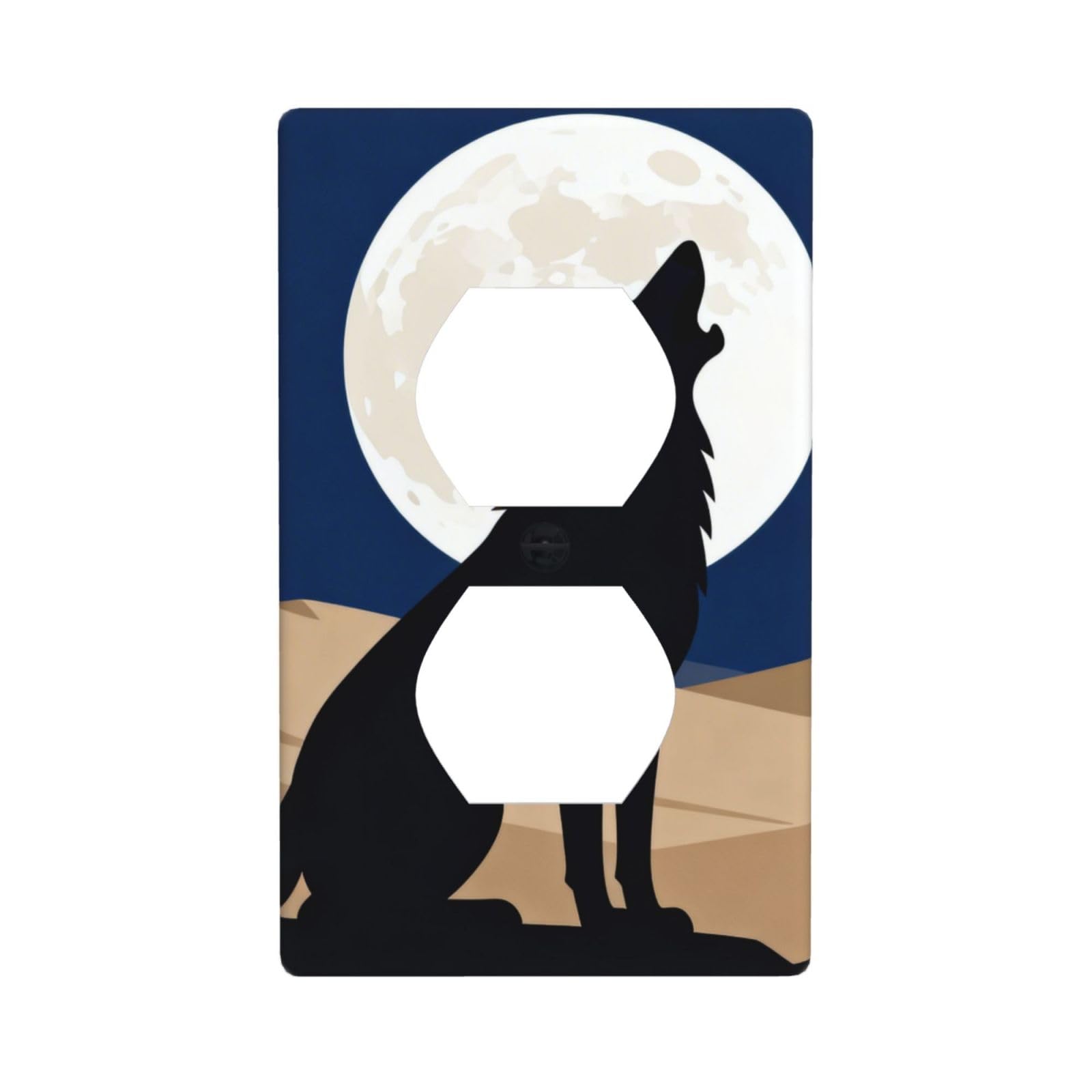 Mysterious Lone Wolf Decorative Switch Plate Cover-Unbreakable Polycarbonate Wall Plate for Home Office, 1 Gang with Screws