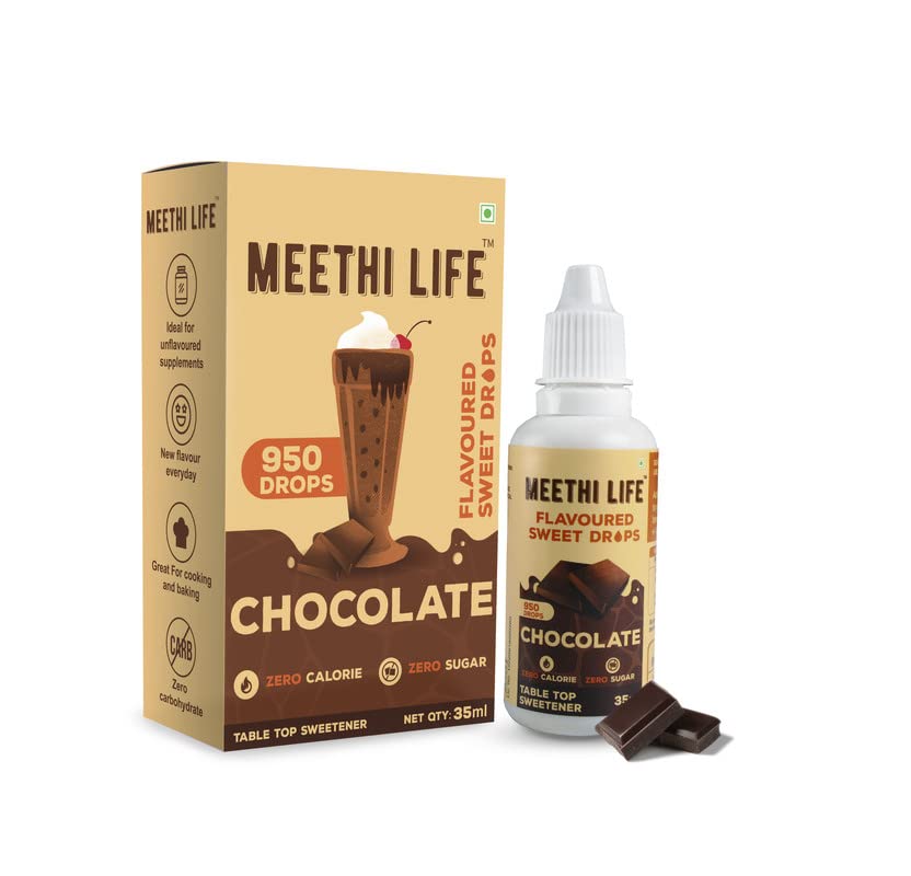 Flavoured Sweet Drops | Chocolate Flavour | Zero Calorie | Sugar Free | Ideal for Shakes, Smoothies, Oat Meals, Raw Whey Protein | 90-100 Servings (35 ml / 950 Drops)