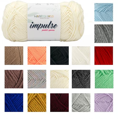 Image of Impulse Hand Knitting & Crochet Yarn, Premium Acrylic, 4 : Medium (Cream) (4x100gms / 14.1oz)