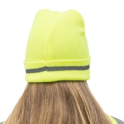 Jorestech Safety Beanie Unisex Knit Cap With Reflective Stripe High Visibility (Yellow) #TOP3