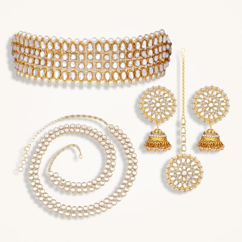 Image of Peora Traditional Maharani Haar Necklace with Earrings Bridal Jewellery Set Gift for Women