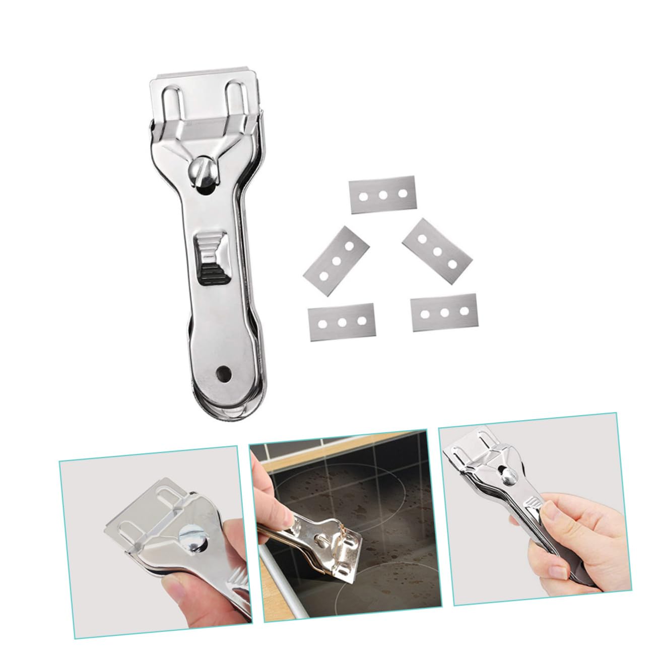 Cabilock 3sets Raschietti per Pulizia e Ceramica Raschietto Professionale per Piani Induzione e Ceramici con Lame Intercambiabili Facile Utilizzo e Precisione per Casa e Cucina