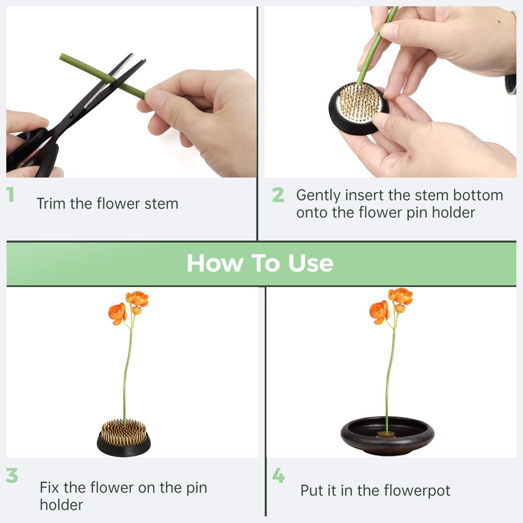 Flower Frog Pin Holders For Floral Art, Set Of 2 Japanese Style Arranging Tools, 1.57’’ And 2.36’’ Sizes, For Vase Flower Fixation And Decoration (Vase Not Included)