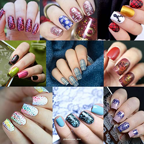 Stamping Plates Set Nail Art Stamping Plates Plaid Flowers Leaves Lace Stamp Templates Kit Nail Image Plates Nail Manicuring Diy Printing Tools 8Pcs #TOP2