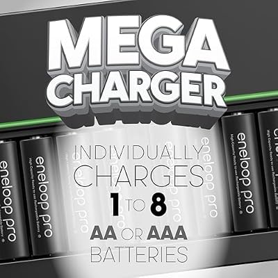 Panasonic BQ-CC63AKBBA Advanced eneloop pro 8-Position Individual Rechargeable Battery 6-Hour Quick Charger with 8 LED Charge Indicator Lights