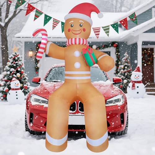 10ft Giant Seated Gingerbread Man Inflatable Decor Build-in LED Blow up Christmas Outdoor Holiday Decoration for for Yard,Lawn,Balcony, Roof, Photo Prop - Image 7