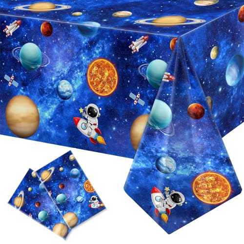 DMSESRLS 2 Stück Sport Geburtstag Party Dekorationen Sport Tischtuch Fußball Basketball Baseball Fußball Tischdecken für All Star Sports Themed Party Dekorationen, 54 x 108 Zoll (Weltraum)